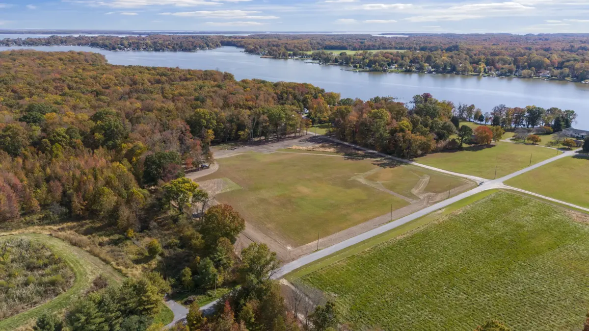 Aerial view of the Bird River Storage outdoor parking lot in White Marsh